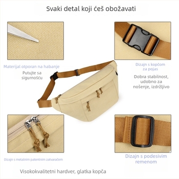Canvas sportska torba – prozračna, otporna na habanje, protiv krađe, proširivi kapacitet, unisex