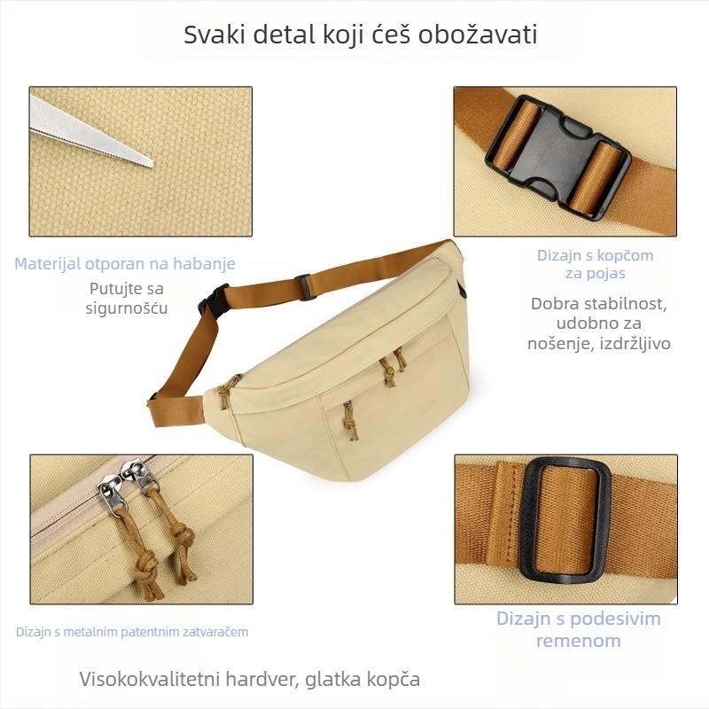 Canvas sportska torba – prozračna, otporna na habanje, protiv krađe, proširivi kapacitet, unisex