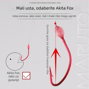 Set udica za ledolov s bodljikavim udicama No.14, s svijetlećom perlicom za male ribe, ravni vrh i dugačak držač, 500 komada u kutiji