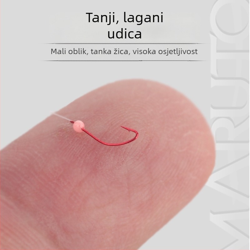 Set udica za ledolov s bodljikavim udicama No.14, s svijetlećom perlicom za male ribe, ravni vrh i dugačak držač, 500 komada u kutiji