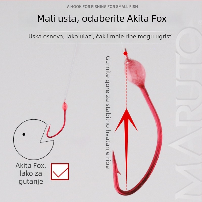 Set udica za ledolov s bodljikavim udicama No.14, s svijetlećom perlicom za male ribe, ravni vrh i dugačak držač, 500 komada u kutiji