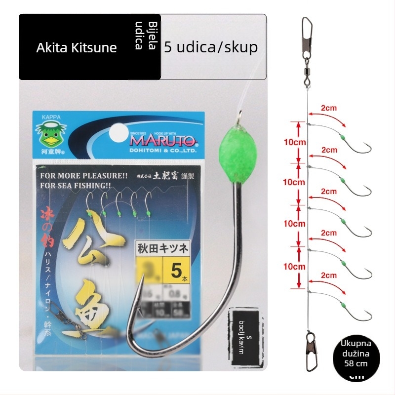 Set udica za ledolov s bodljikavim udicama No.14, s svijetlećom perlicom za male ribe, ravni vrh i dugačak držač, 500 komada u kutiji