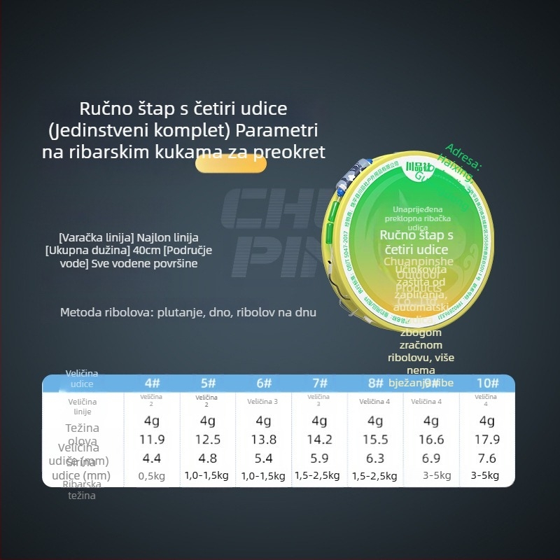 Rig s četiri kuka – anti-zamagljivanje, kukice s bodljama, ručna štapa za jezero