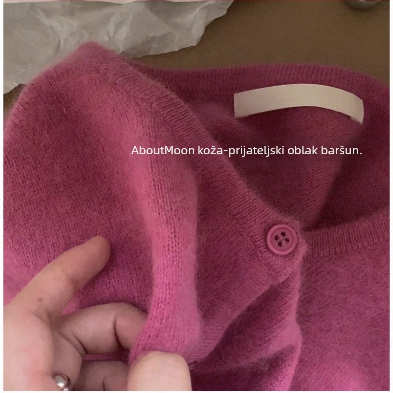 Vuneni pleteni kardigan, okrugli izrez, opušten kroj, dugi rukavi