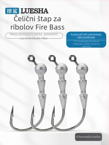 Lead head barbed Ned hook No. 4, 6-pack, 4x strengthened micro-lead head for ocean beach fishing