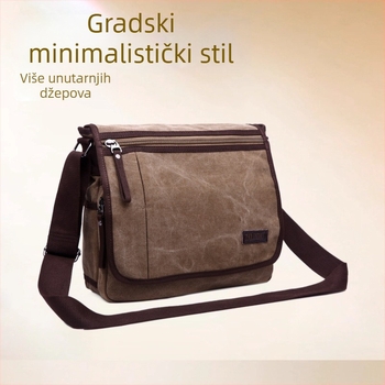 Muška messenger torba od platna – otporna na habanje, jednobojni dizajn, podstava od poliester-pamuka, marka ZUO LUN DUO