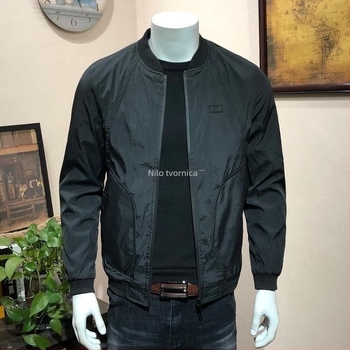 Muška casual bomber jakna - bez ovratnika, klasičan kroj, najlon vanjska tkanina, akrilna podstava, trodimenzionalni patch džepovi