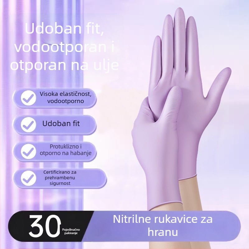 Nitrilne rukavice za jednokratnu upotrebu, debelog sloja, vodootporne, za kućno čišćenje i pranje posuđa, duljina 29 cm