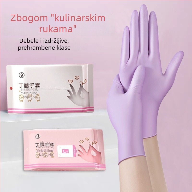Nitrilne rukavice za jednokratnu upotrebu, debelog sloja, vodootporne, za kućno čišćenje i pranje posuđa, duljina 29 cm