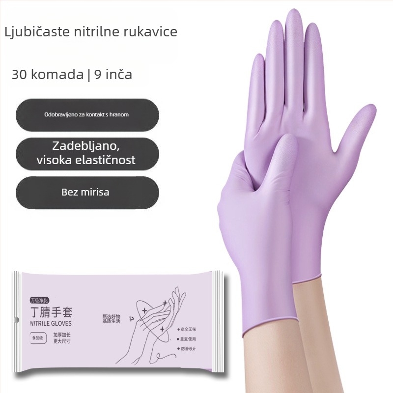 Nitrilne rukavice za jednokratnu upotrebu, debelog sloja, vodootporne, za kućno čišćenje i pranje posuđa, duljina 29 cm