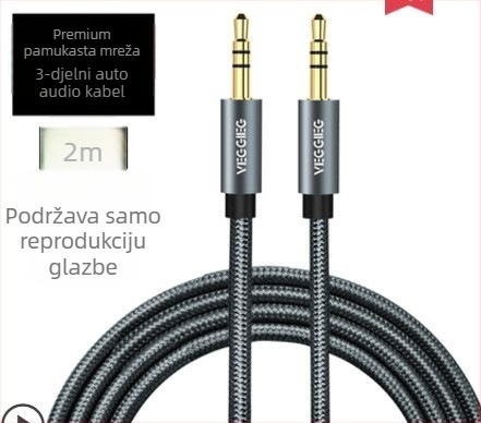 Weige AUX audio kabel 3.5 mm za digitalne uređaje, zlatni završetak, emajlirano bakreno jezgro, CE certifikat