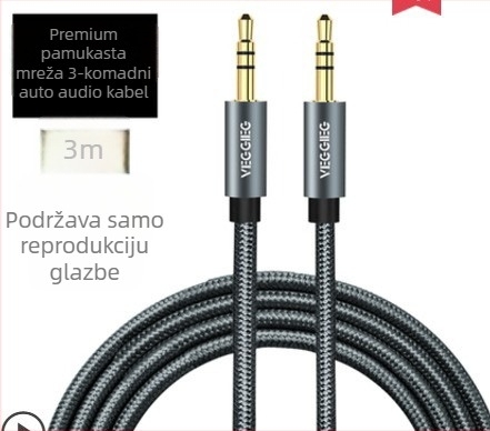 Weige AUX audio kabel 3.5 mm za digitalne uređaje, zlatni završetak, emajlirano bakreno jezgro, CE certifikat