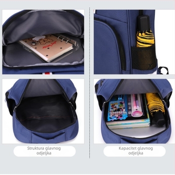 Dječji školski ruksak, prozračni Oxford materijal, otporan na habanje, naramenice s zračnim jastukom, podstava od poliestera