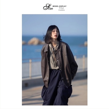 PU kožna jakna, slobodan kroj, ovratnik, jednostruko zatvaranje, za muškarce, proljeće i jesen