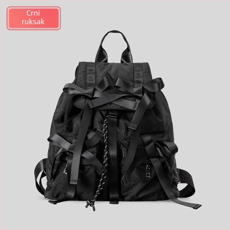 Najlon ruksak za žene za outdoor putovanja, zatvarač na šnuru, džep na zip, poliester podstava, svakodnevna upotreba