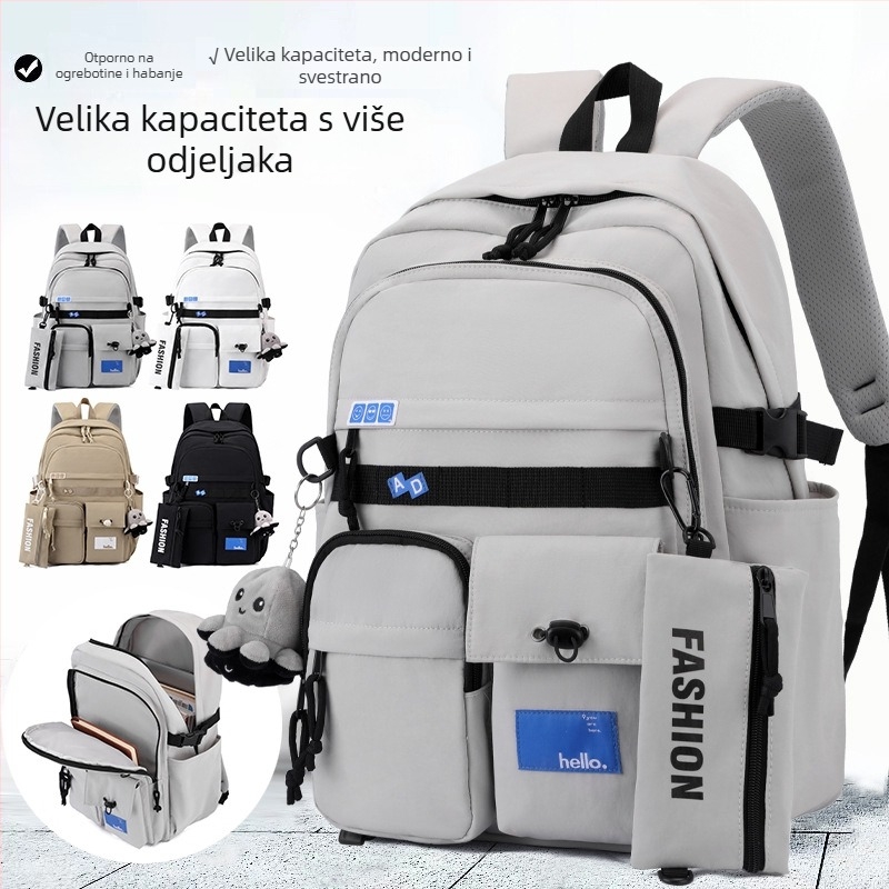 Natural Fish unisex ranac za učenike srednjih škola, lagan materijal Oxford, velik kapacitet, naramenice s zračnim jastučićem, otporan na habanje, uzorak s brojevima, opušten stil putovanja
