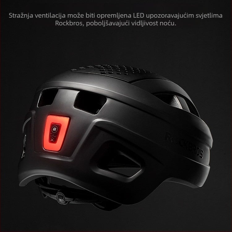 ROCKBROS kaciga za bicikl s integriranom stražnjom lampom, unisex odraslih, za planinske i cestovne bicikle, PC kućište + EPS pjena