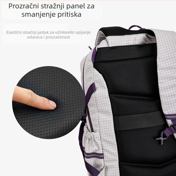 Školska torba za gimnaziju s zaštitom kralježnice, lagana i vodootporna, poliester s kariranim uzorkom, naramenice s zračnim jastucima