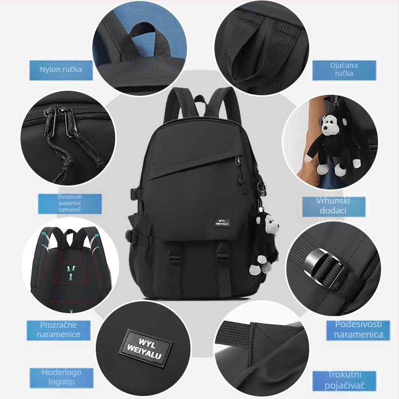 Unisex PU ruksak za laptop – Veliki kapacitet, Vodootporan, Prozračan, Otporan na habanje, Za školu