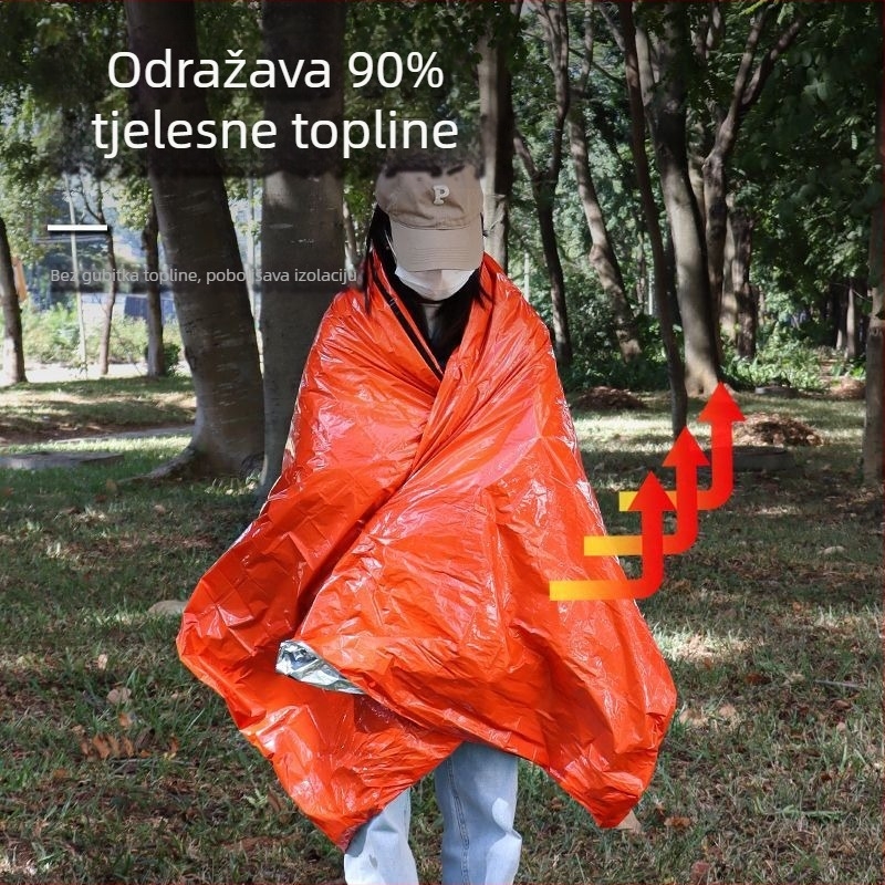 Vanjski hitni vreća za spavanje za kampiranje i planinarenje, punilo poliester-pamučna smjesa, tkanina poliester, oblik vreće u omotničkom stilu, za odrasle