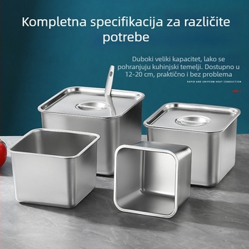 Kvadratna posuda od nehrđajućeg čelika 304 sa poklopcem za začine