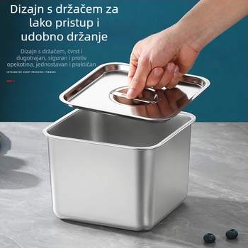 Kvadratna posuda od nehrđajućeg čelika 304 sa poklopcem za začine