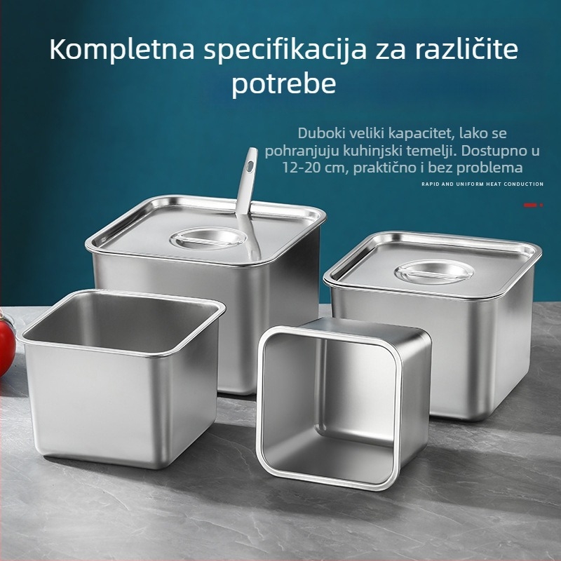 Kvadratna posuda od nehrđajućeg čelika 304 sa poklopcem za začine