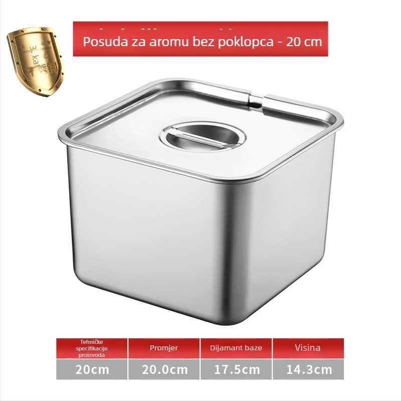 Kvadratna posuda od nehrđajućeg čelika 304 sa poklopcem za začine