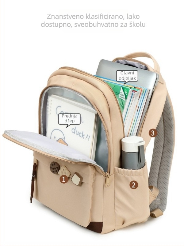 Školska torba za djevojke - veliki kapacitet, otpornost na habanje, kompozitna tkanina, zakrivljene naramenice, za srednju školu i gimnaziju
