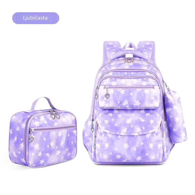 Trostruki komplet školskih ruksaka za djevojke: vodootporan Oxford materijal, ultra lagan, otporan na habanje, naramenice s zračnim jastučićem, podstava od poliestera, za srednju školu.