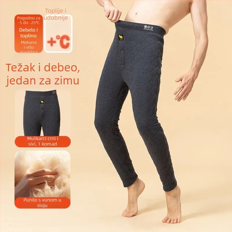 Unisex vunene termo hlače, otporne na vjetar, s baršunastom podstavom, dvostruko slojne, ekstra debeli 401-500 g/m²