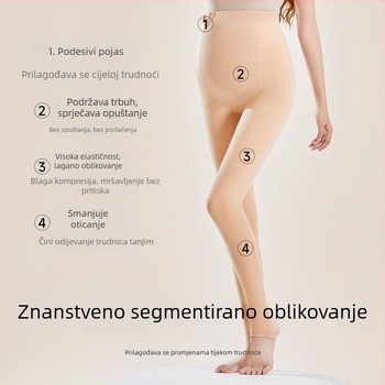 Trudničke legice za jesen-zimu od najlona, fleece podstava, potpora trbuha, s nogama