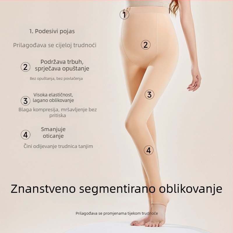 Trudničke legice za jesen-zimu od najlona, fleece podstava, potpora trbuha, s nogama