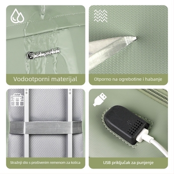 Poslovni ruksak za putovanja s zaštitom od udara od perlate pjene, pretinac za laptop, USB priključak, vodootporan i prozračan