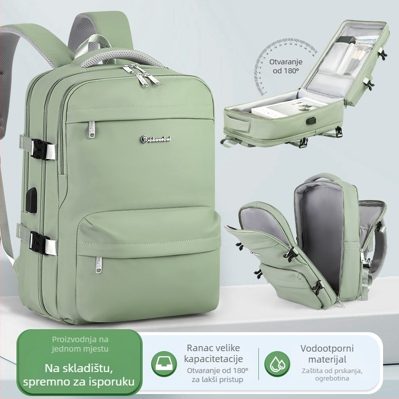 Poslovni ruksak za putovanja s zaštitom od udara od perlate pjene, pretinac za laptop, USB priključak, vodootporan i prozračan