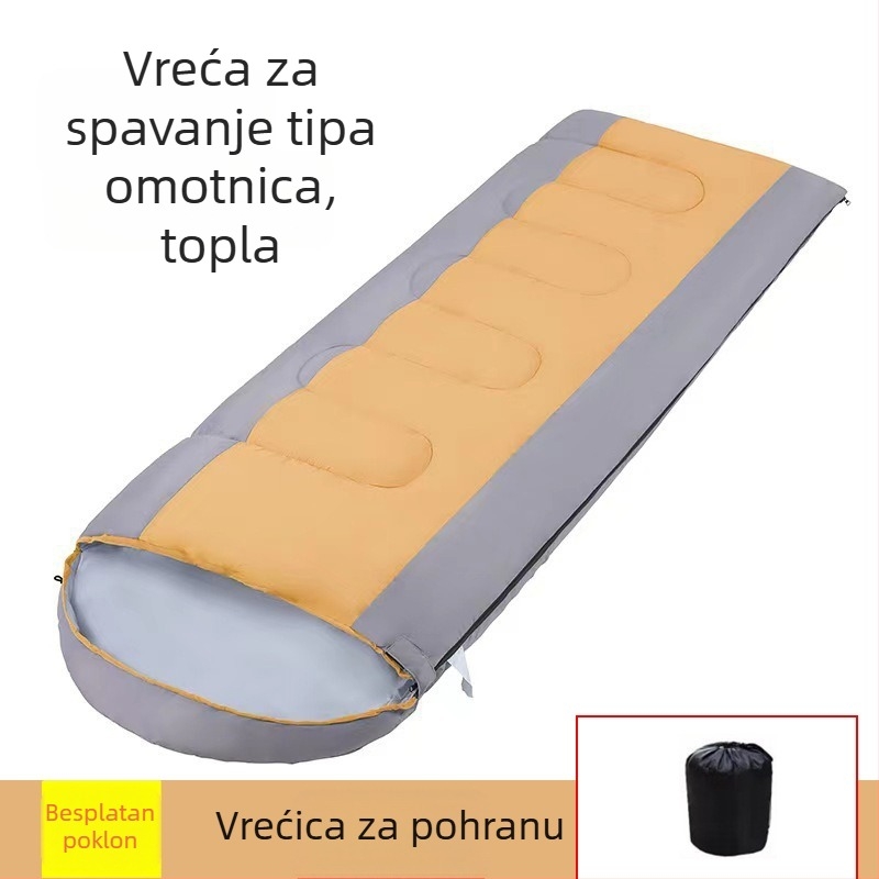 Spavaća vreća tip omotnice za odrasle • Punilo: šuplja pamuk vlakna • Podstava: poliester • Tkanina: poliester • Težina: 2,2 kg
