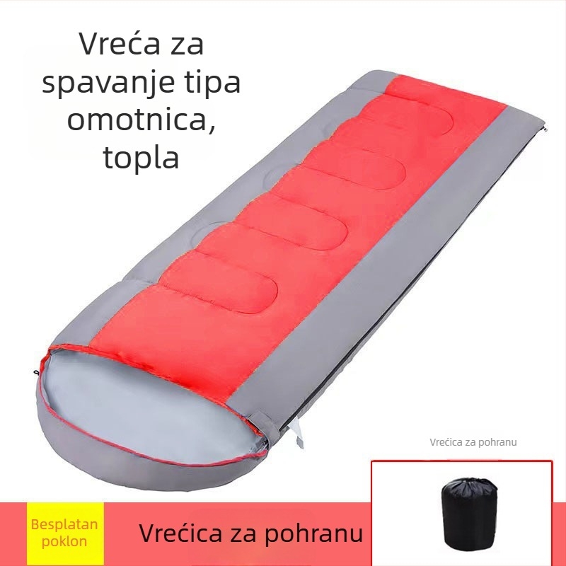 Spavaća vreća tip omotnice za odrasle • Punilo: šuplja pamuk vlakna • Podstava: poliester • Tkanina: poliester • Težina: 2,2 kg