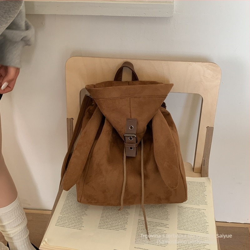 Ranac s ušima zeca, laminirani džep sa zatvaračem i kapom, Zima 2025, tkanina, poliester podstava