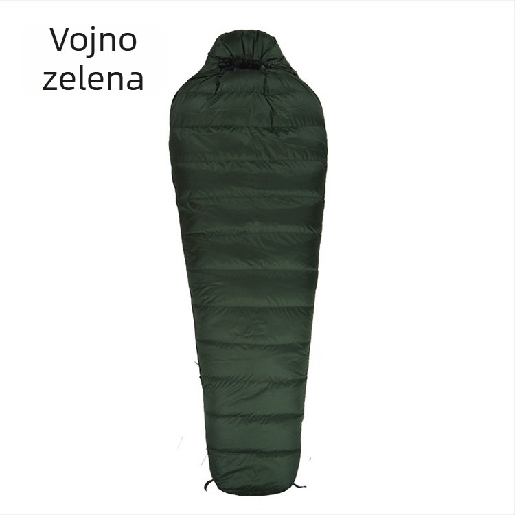 Spavaća vreća u stilu mumije, punilo patka pero, vanjski najlon, podstava pongee 320t, za odrasle
