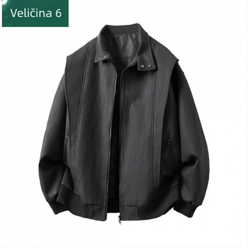 Muška jakna od konjske kože, stojeći ovratnik, zip sprijeda, produžena duljina, slobodan kroj