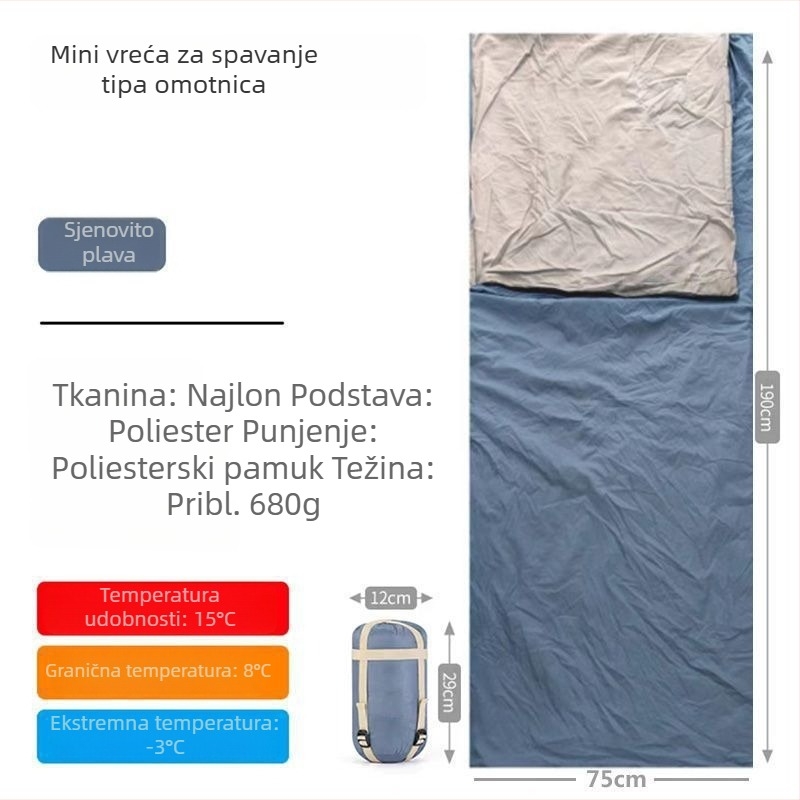 WhisperingLovers vreća za spavanje za odrasle, u stilu omotnice; punilo od svile-pamuka; tkanina najlon; podstava poliester-pamuk; težina 680 g