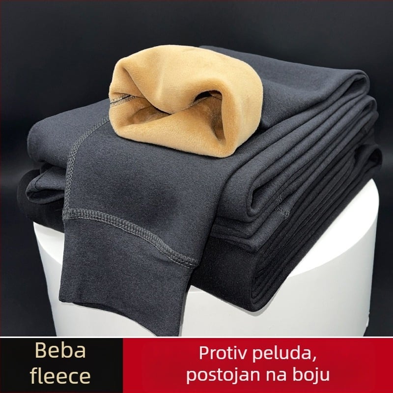 Muške hlače s flisom, termalne, zimski tanak stil, visok pojas, velika veličina, fin flis materijal