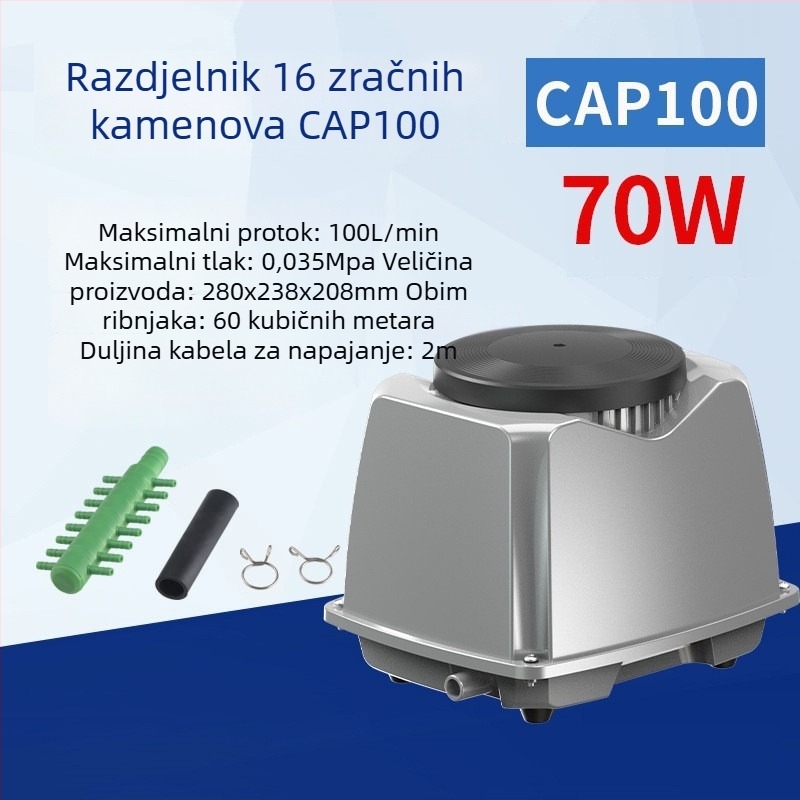 Pumpa za kisik ribnjaka – tiha SUNSUN, AC napajanje, buka 50 dB, težina 2–9 kg