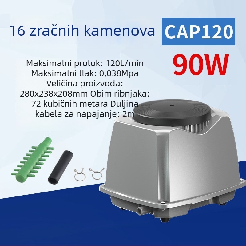 Pumpa za kisik ribnjaka – tiha SUNSUN, AC napajanje, buka 50 dB, težina 2–9 kg
