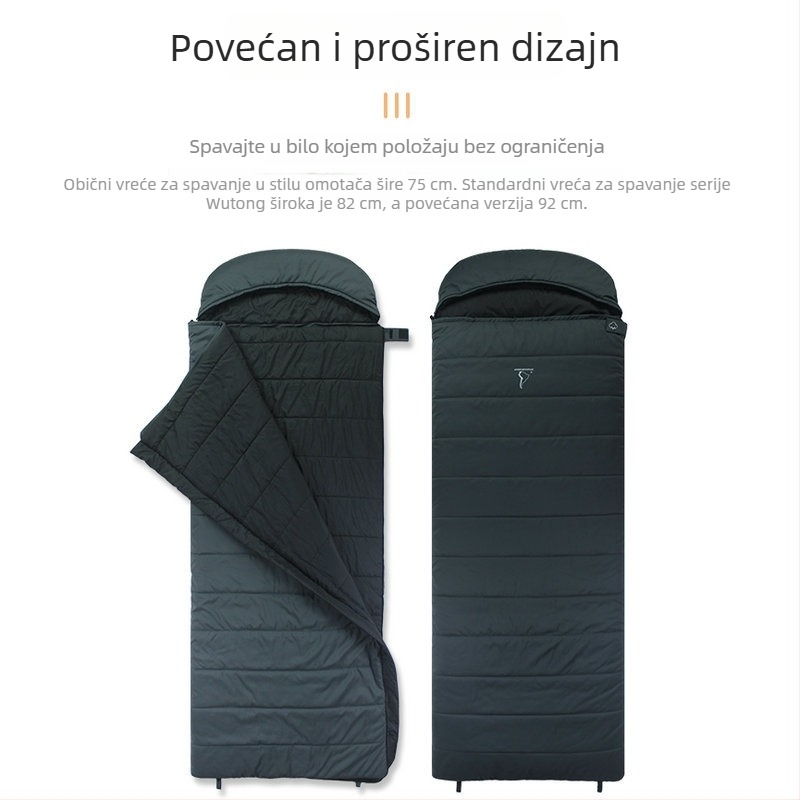 Spavaća vreća za odrasle, envelope stil, spojiva; punilo: kemijska vlakna; podstava: 100% poliester; tkanina: 100% poliester; težina: 1650–2100 g