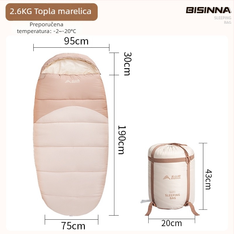 BSWolf vanjski spavaći vrećica za odrasle – punilo Down-Cotton, podstava od 100% pamuka, oblik omotnice, težina 1,6 kg