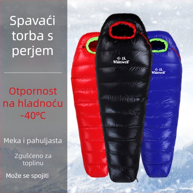 Vanjska vreća za spavanje s kačjim perjem, mumiji stil, 400T najlon tkanina, težina 400–3000 g
