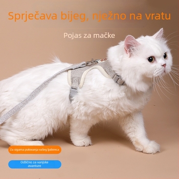 Mačji prsluk s vodilicom — Materijal: platno, Za mačke, Tip postroja