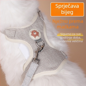 Mačji prsluk s vodilicom — Materijal: platno, Za mačke, Tip postroja