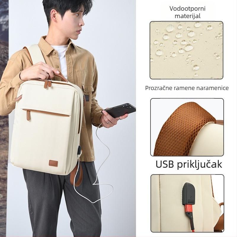 Unisex ruksak, Oxford tkanina, putnički ruksak, vodootporan, kompatibilan s 15-inčnim laptopom, kapacitet 20-35L, naramenice s zračnim jastucima